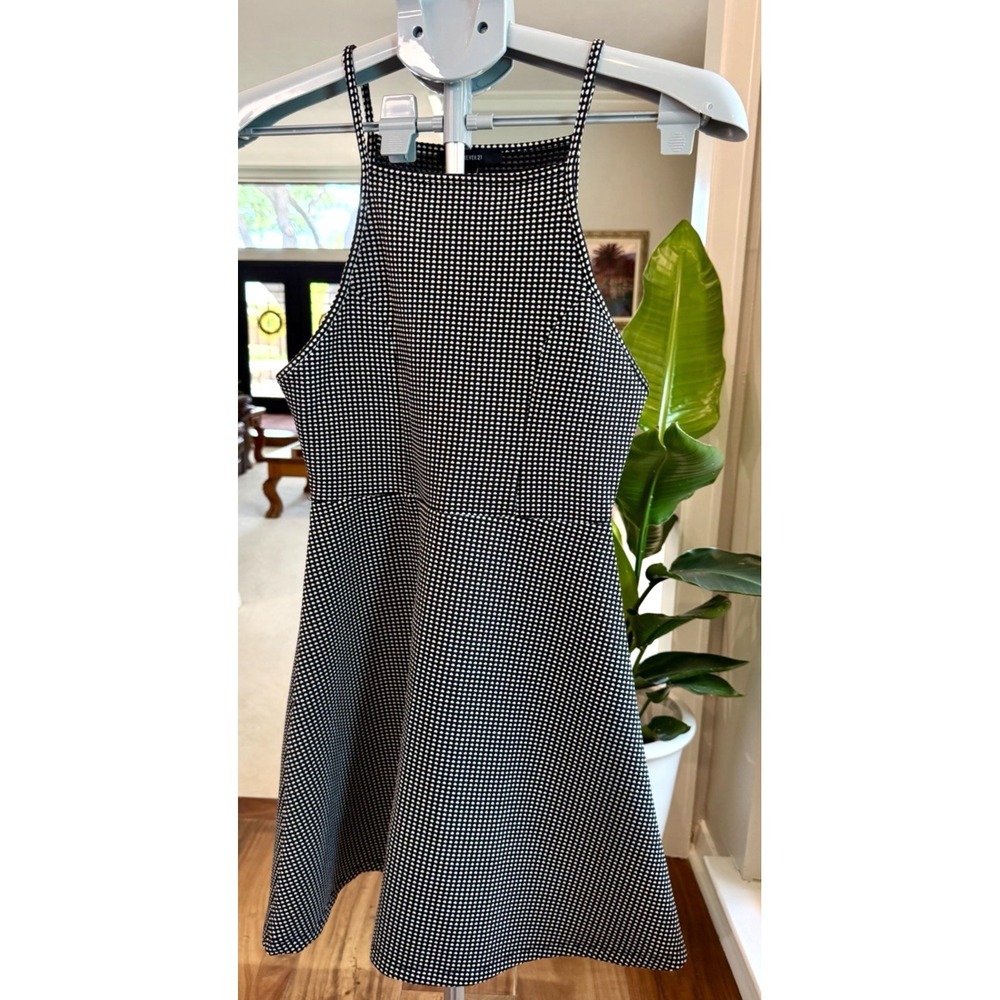 Forever 21 Divided Black/White Sleeveless Skater Y2K Goth Dress SMALL